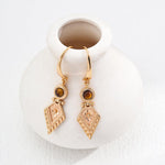 Diamond Pendant Tiger Eye Gemstone Earrings - Gembea Jewelry