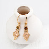 Diamond Pendant Tiger Eye Gemstone Earrings - Gembea Jewelry