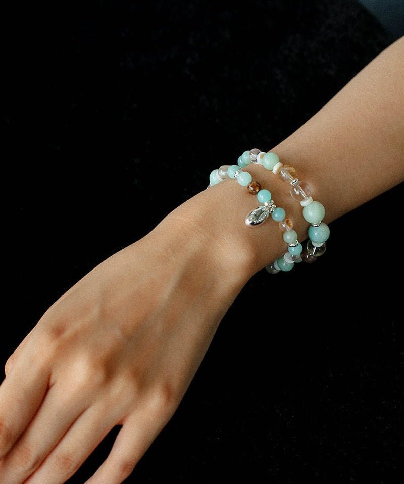 Dopamine Blue Amazonite Beaded Wave Bracelet gembea jewelry