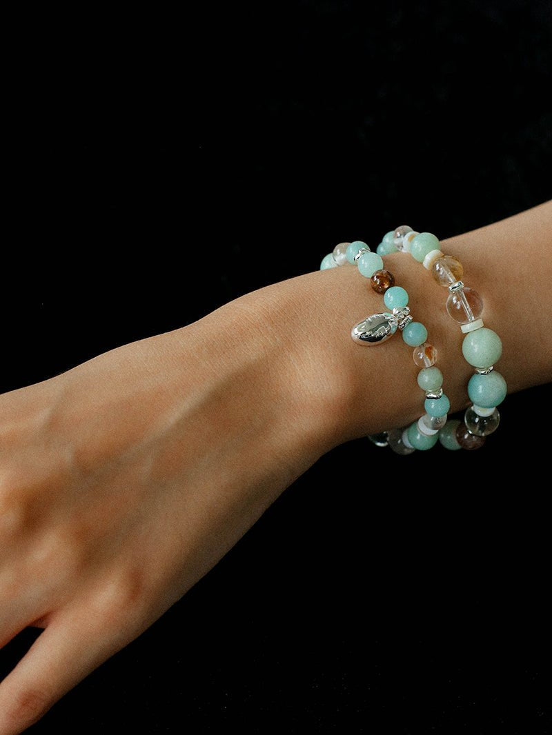 Dopamine Blue Amazonite Beaded Wave Bracelet gembea jewelry