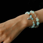 Dopamine Blue Amazonite Beaded Wave Bracelet gembea jewelry