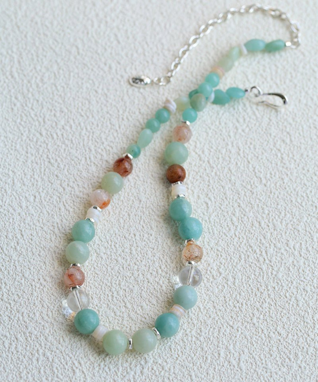 Dopamine Blue Amazonite Beaded Wave Necklace gembea jewelry
