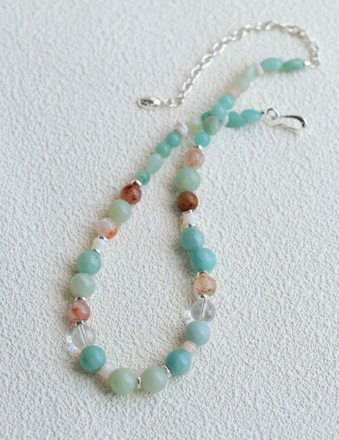Dopamine Blue Amazonite Beaded Wave Necklace gembea jewelry