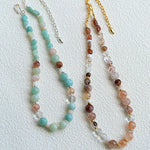 Dopamine Blue Amazonite Beaded Wave Necklace gembea jewelry