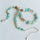 Dopamine Blue Amazonite Beaded Wave Necklace gembea jewelry