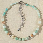 Dopamine Blue Amazonite Beaded Wave Necklace gembea jewelry