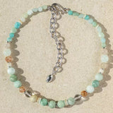 Dopamine Blue Amazonite Beaded Wave Necklace gembea jewelry