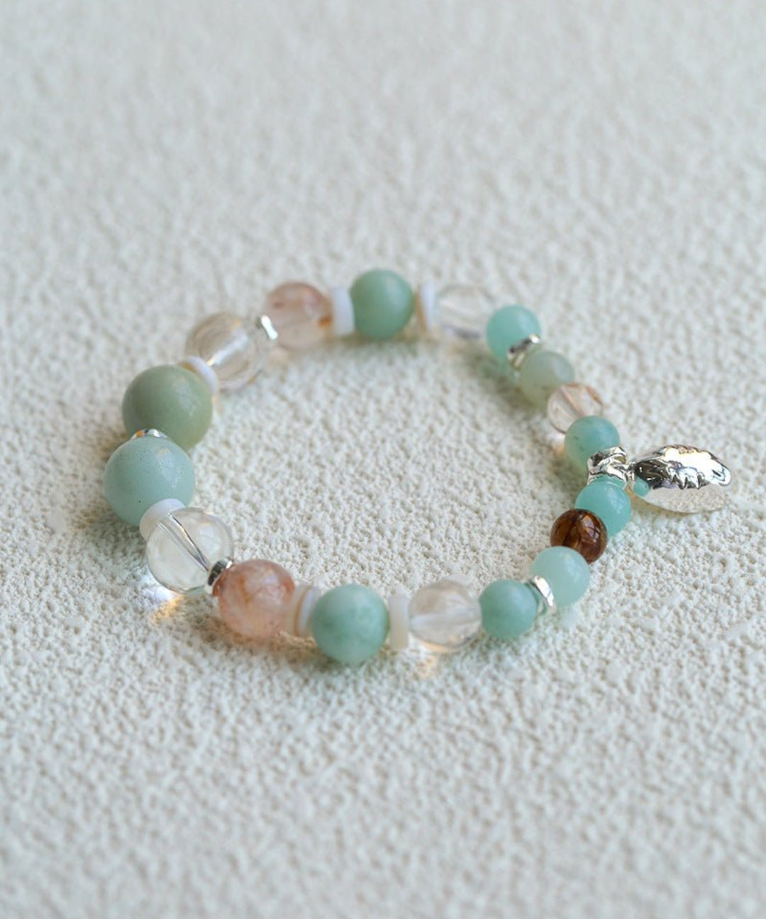 Dopamine Blue Amazonite Elastic Beaded Bracelet gembea jewelry