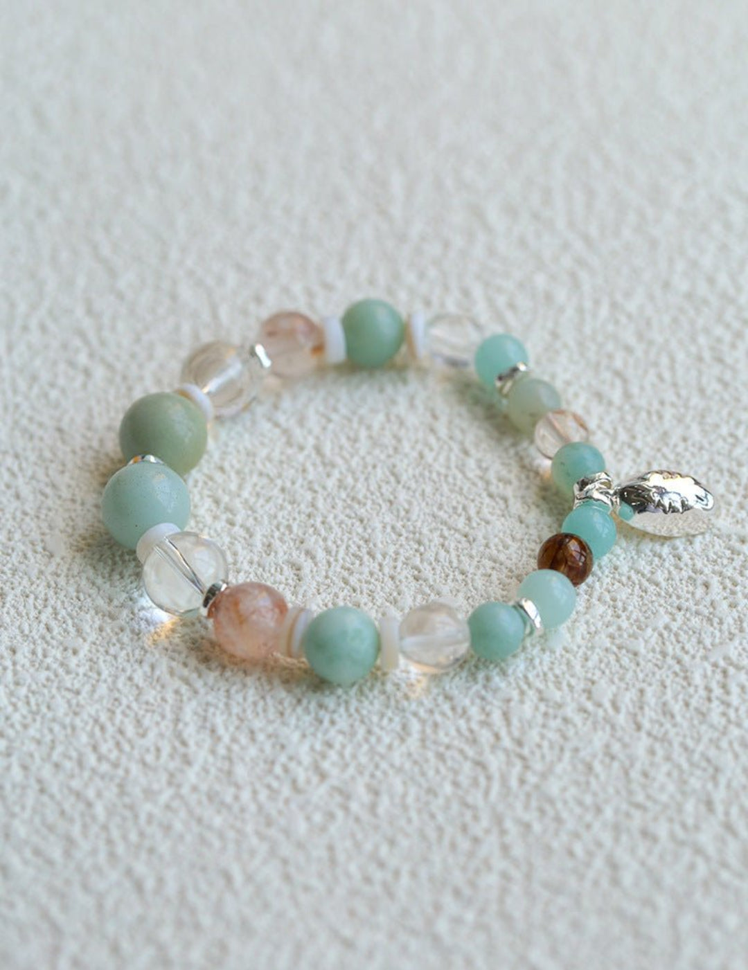 Dopamine Blue Amazonite Elastic Beaded Bracelet gembea jewelry