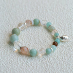 Dopamine Blue Amazonite Elastic Beaded Bracelet gembea jewelry