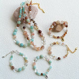 Dopamine Blue Amazonite Elastic Beaded Bracelet