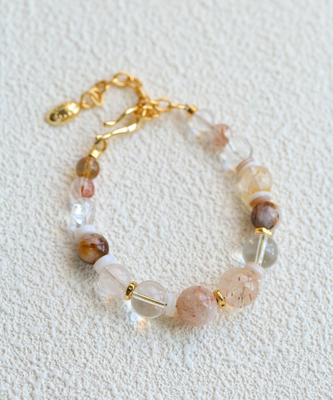 Dopamine Brown Aventurine Beaded Wave Bracelet gembea jewelry