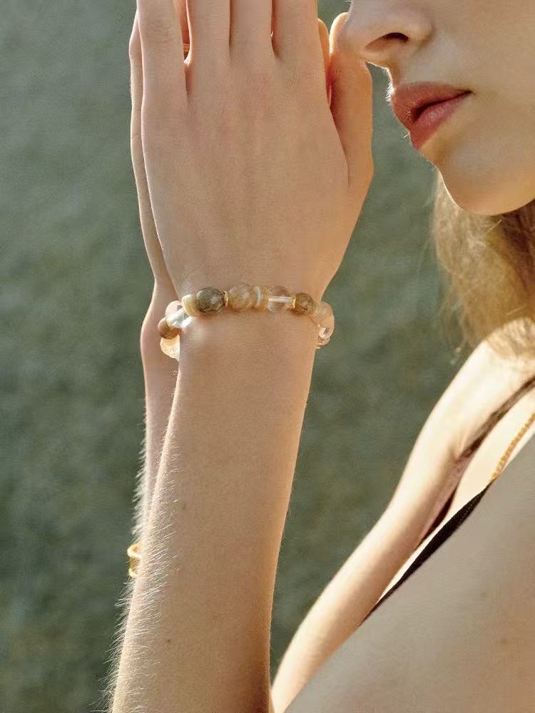 Dopamine Brown Aventurine Beaded Wave Bracelet gembea jewelry