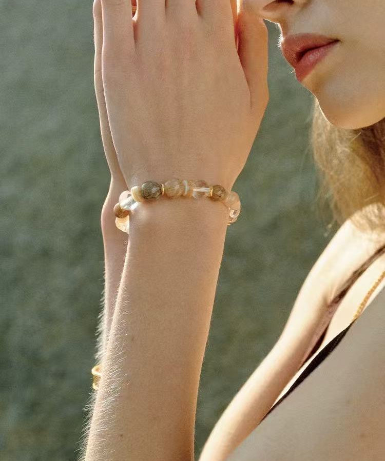 Dopamine Brown Aventurine Beaded Wave Bracelet gembea jewelry
