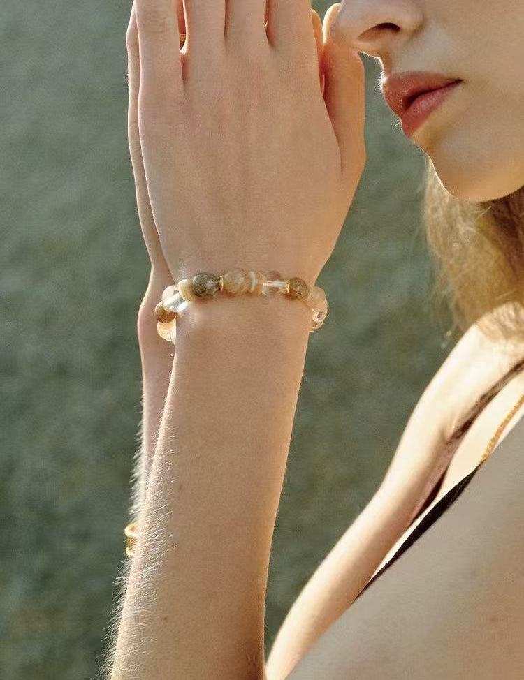 Dopamine Brown Aventurine Beaded Wave Bracelet gembea jewelry