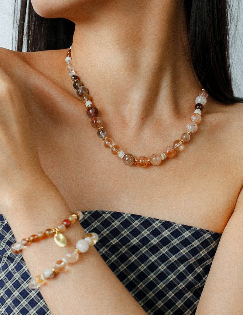 Dopamine Brown Aventurine Beaded Wave Bracelet gembea jewelry