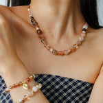 Dopamine Brown Aventurine Beaded Wave Bracelet gembea jewelry
