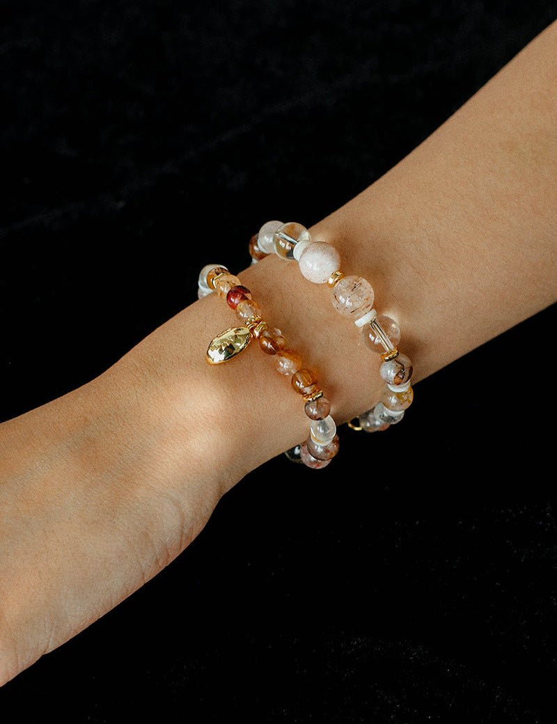 Dopamine Brown Aventurine Beaded Wave Bracelet gembea jewelry