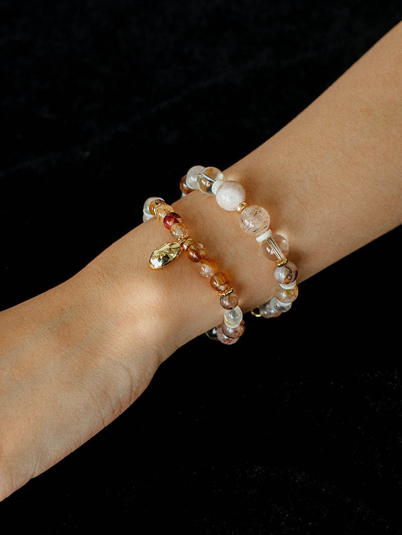 Dopamine Brown Aventurine Beaded Wave Bracelet gembea jewelry