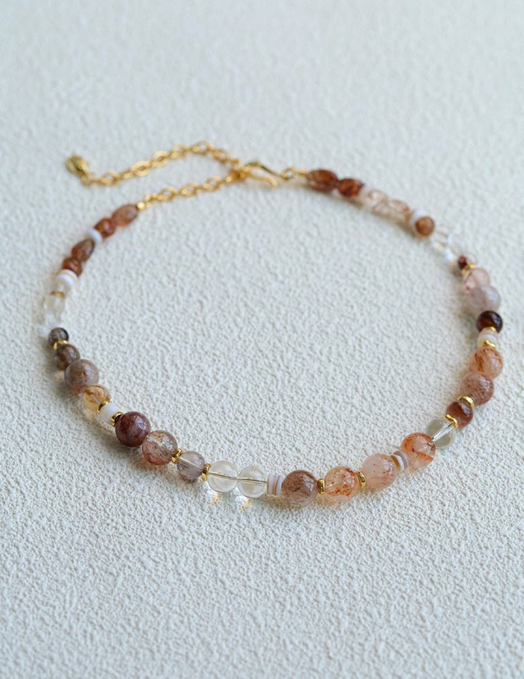 Dopamine Brown Aventurine Beaded Wave Necklace gembea jewelry