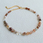 Dopamine Brown Aventurine Beaded Wave Necklace gembea jewelry