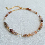 Dopamine Brown Aventurine Beaded Wave Necklace gembea jewelry