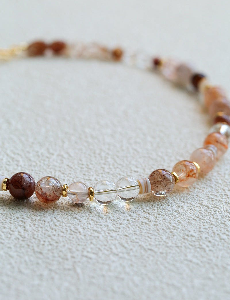 Dopamine Brown Aventurine Beaded Wave Necklace gembea jewelry