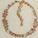 Dopamine Brown Aventurine Beaded Wave Necklace gembea jewelry
