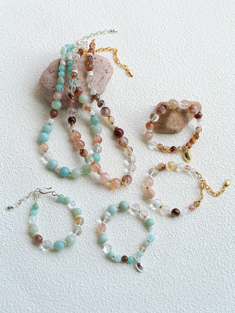 Dopamine Brown Aventurine Beaded Wave Necklace gembea jewelry