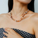 Dopamine Brown Aventurine Beaded Wave Necklace gembea jewelry