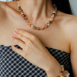 Dopamine Brown Aventurine Beaded Wave Necklace gembea jewelry