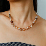 Dopamine Brown Aventurine Beaded Wave Necklace gembea jewelry