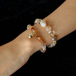 Dopamine Golden Brown Elastic Beaded Wave Bracelet