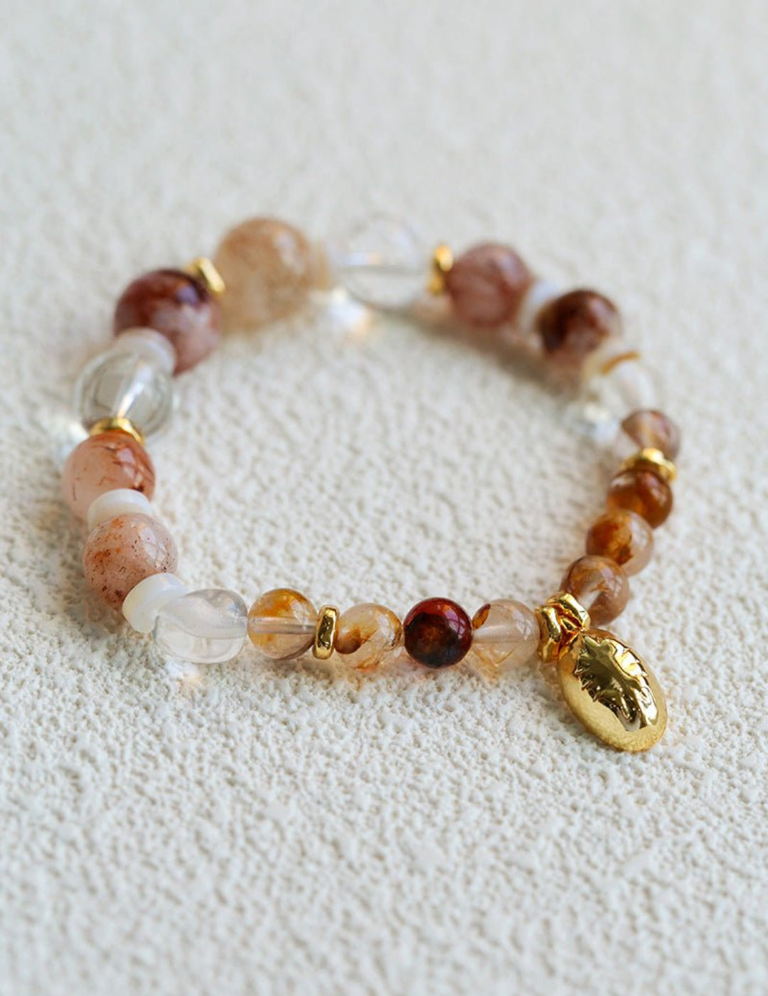 Dopamine Golden Brown Elastic Beaded Wave Bracelet