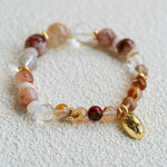 Dopamine Golden Brown Elastic Beaded Wave Bracelet
