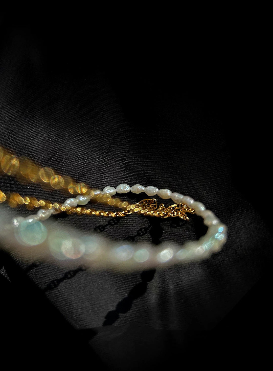 Double-layer Mini Baroque Pearl Chain Necklace gembea jewelry