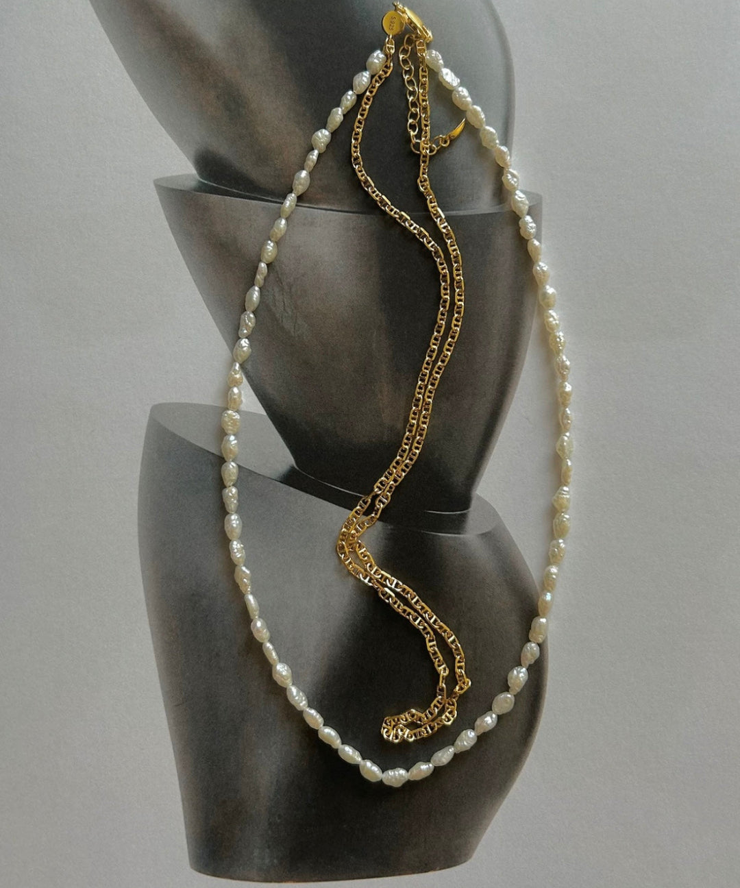 Double-layer Mini Baroque Pearl Chain Necklace gembea jewelry