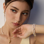 Double-layer Natural Pearl Beaded Bracelet-Gembea Jewelry