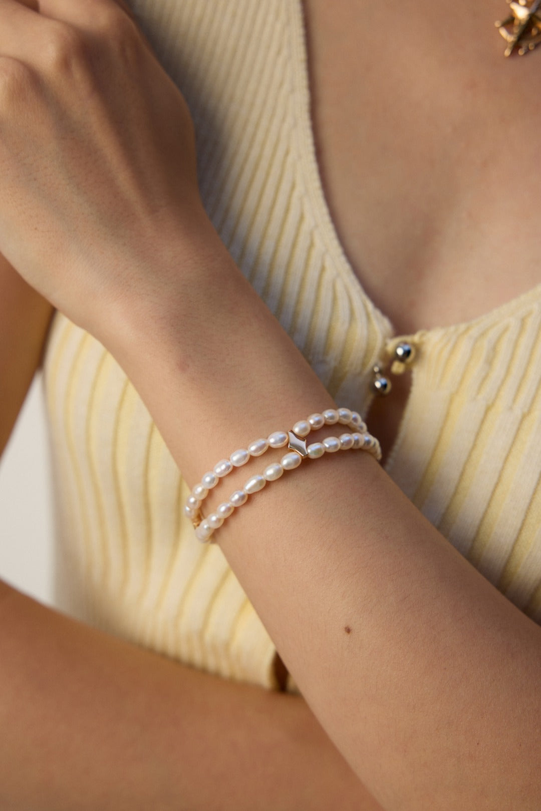 Double-layer Natural Pearl Beaded Bracelet-Gembea Jewelry