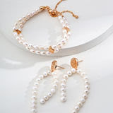 Double-layer Natural Pearl Beaded Bracelet-Gembea Jewelry