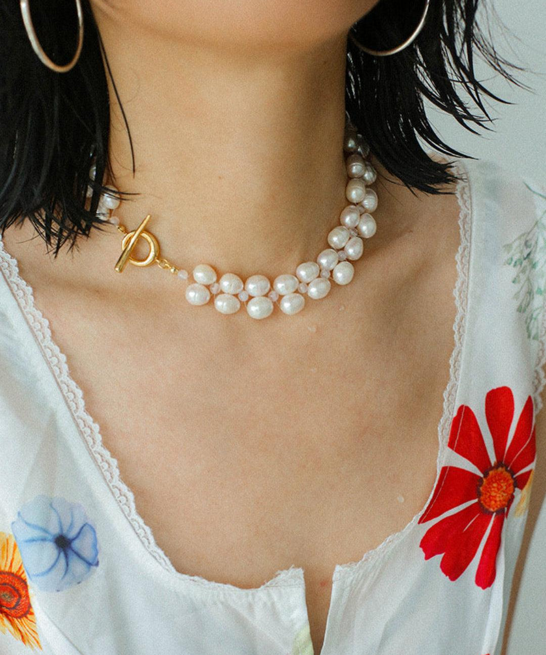 Double Baroque Pearl Collarbone Choker Necklaces - Gembea Jewelry