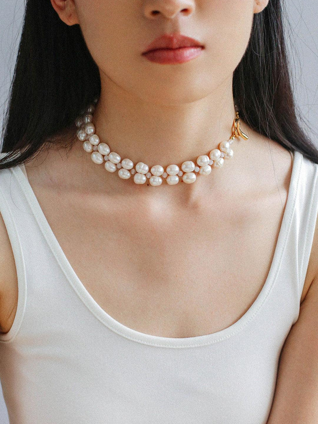 Double Baroque Pearl Collarbone Choker Necklaces - Gembea Jewelry