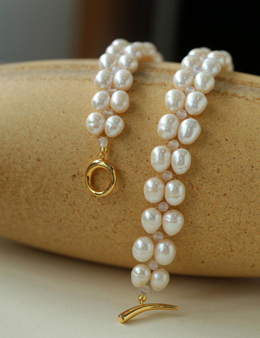 Double Baroque Pearl Collarbone Choker Necklaces - Gembea Jewelry