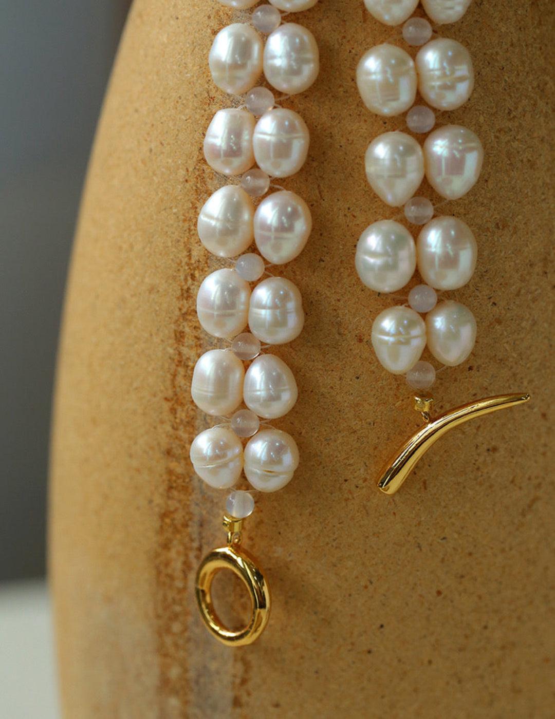 Double Baroque Pearl Collarbone Choker Necklaces - Gembea Jewelry