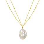 Double Chain Baroque Pendant Necklace GEMBEA JEWELRY