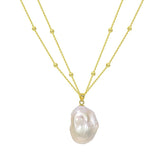 Double Chain Baroque Pendant Necklace GEMBEA JEWELRY