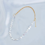 Double Chain Small Circle Baroque Pearl Necklace - Gembea Jewelry
