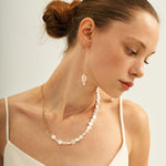 Double Chain Small Circle Baroque Pearl Necklace - Gembea Jewelry