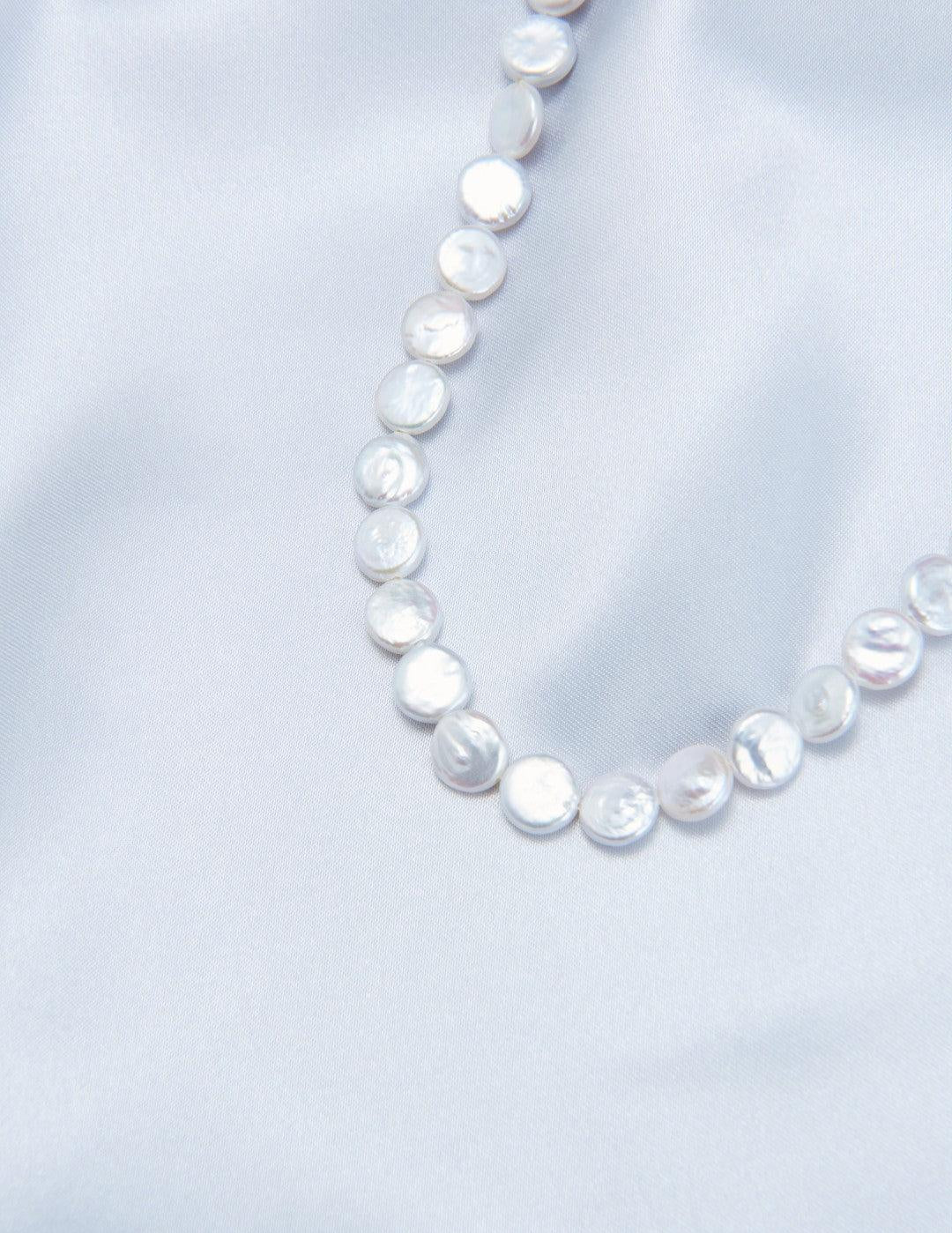 Double Chain Small Circle Baroque Pearl Necklace - Gembea Jewelry