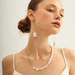 Double Chain Small Circle Baroque Pearl Necklace - Gembea Jewelry